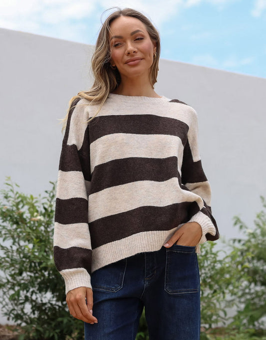 Frankie Knit - Choco/Natural Stripe