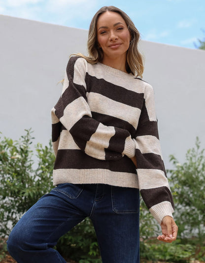 Frankie Knit - Choco/Natural Stripe