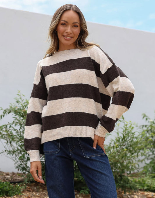 Frankie Knit - Choco/Natural Stripe