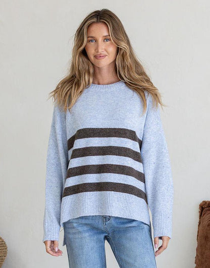 Manor Knit - Blue/Chocolate