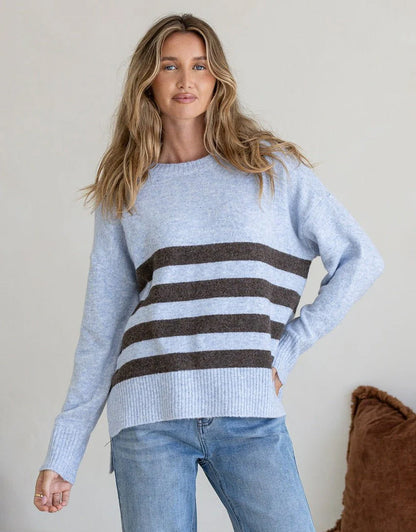 Manor Knit - Blue/Chocolate