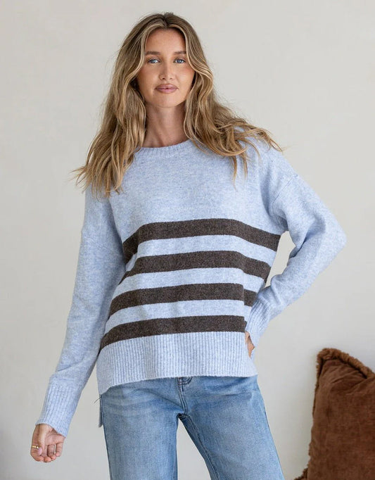 Manor Knit - Blue/Chocolate