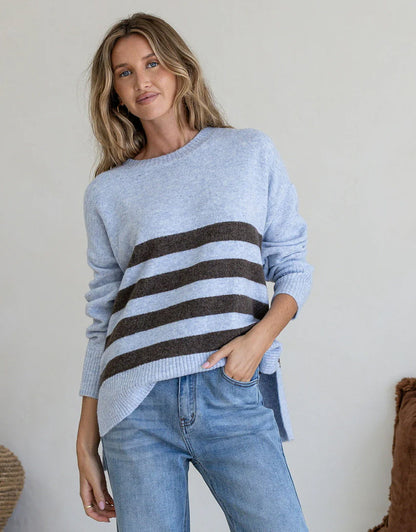 Manor Knit - Blue/Chocolate
