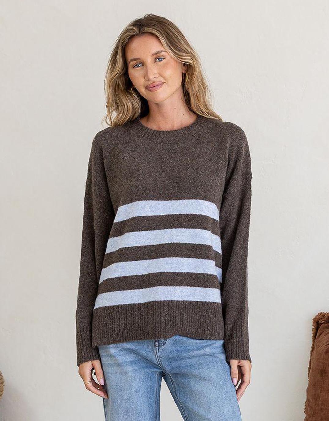 Manor Knit - Chocolate/Blue