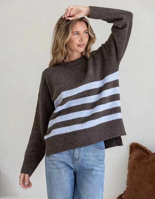 Manor Knit - Chocolate/Blue