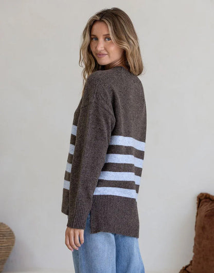 Manor Knit - Chocolate/Blue
