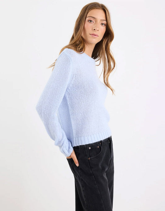 Genuine Crewneck Fluffy Long Sleeve Jumper - Ice Blue