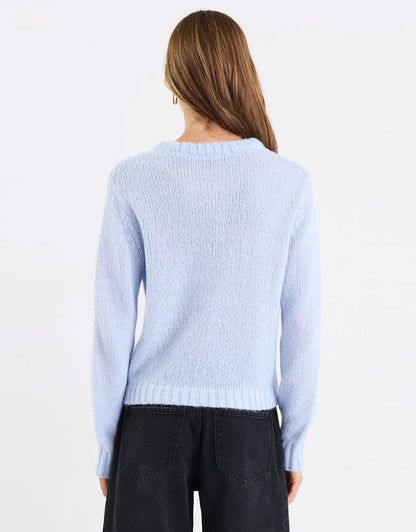 Genuine Crewneck Fluffy Long Sleeve Jumper - Ice Blue