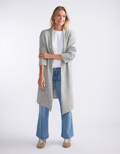 Montreux Wool Alpaca Longline Cardigan - Grey Marle