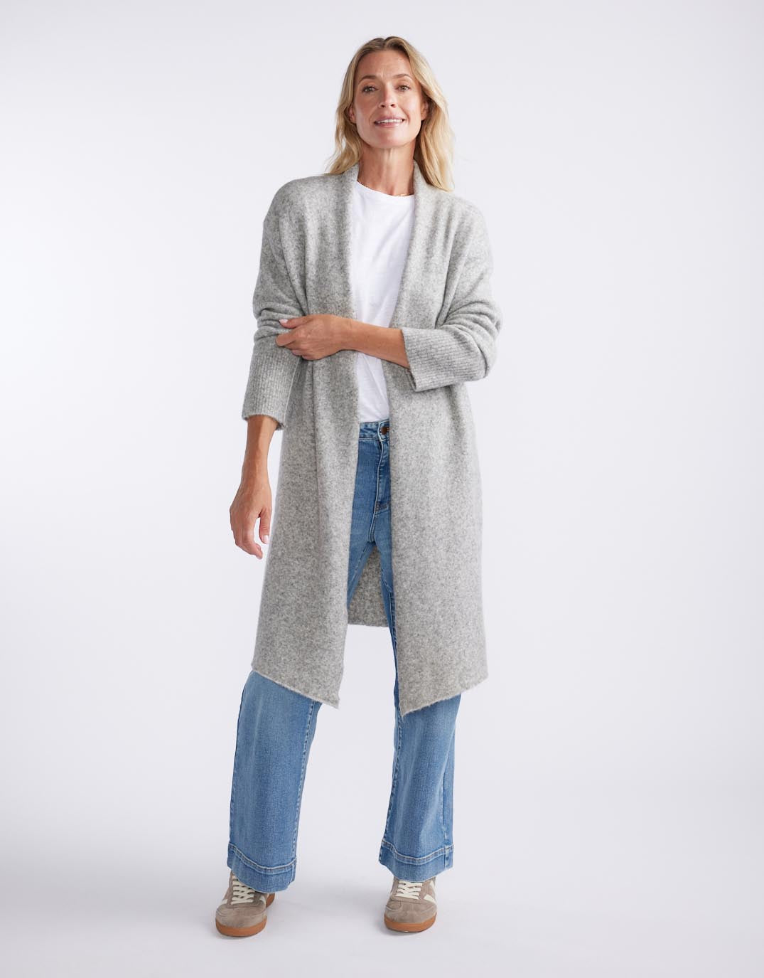 Montreux Wool Alpaca Longline Cardigan - Grey Marle